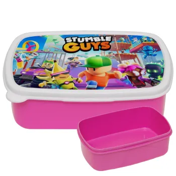 Stumble Guys, ΡΟΖ παιδικό δοχείο φαγητού (lunchbox) πλαστικό (BPA-FREE) Lunch Βox M18 x Π13 x Υ6cm