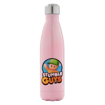 Stumble Guys, Metal mug thermos Pink Iridiscent (Stainless steel), double wall, 500ml