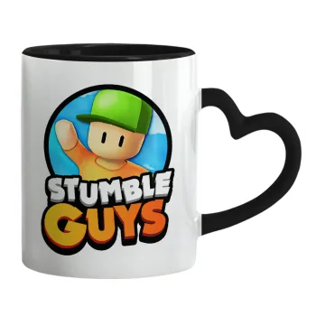 Stumble Guys, Mug heart black handle, ceramic, 330ml