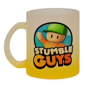 Stumble Guys, Κούπα γυάλινη δίχρωμη με βάση το κίτρινο ματ, 330ml