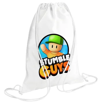 Stumble Guys, Backpack pouch GYMBAG white (28x40cm)