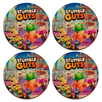 Stumble Guys, ΣΕΤ x4 Σουβέρ ξύλινα στρογγυλά plywood (9cm)
