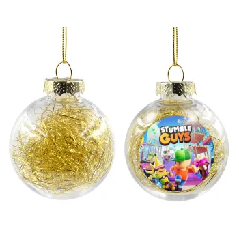 Stumble Guys, Transparent Christmas tree ball ornament with gold filling 8cm