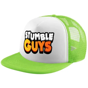Stumble Guys, Adult Soft Trucker Hat with Mesh GREEN/WHITE (POLYESTER, ADULT, ONE SIZE)