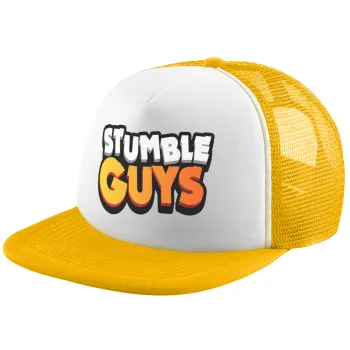 Stumble Guys, Adult Soft Trucker Hat with Yellow/White Mesh (POLYESTER, ADULT, UNISEX, ONE SIZE)