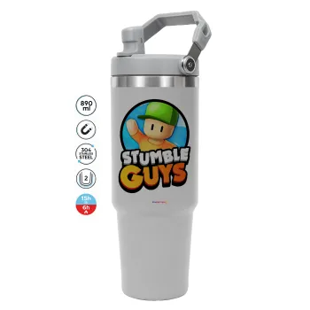 Stumble Guys, ΓΚΡΙ χρώματος Θερμός Ανοξείδωτο 890ml (30oz) με χερούλι