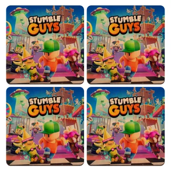 Stumble Guys, ΣΕΤ x4 Σουβέρ ξύλινα τετράγωνα plywood (9cm)