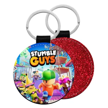 Stumble Guys, Μπρελόκ Δερματίνη, στρογγυλό ΚΟΚΚΙΝΟ (5cm)