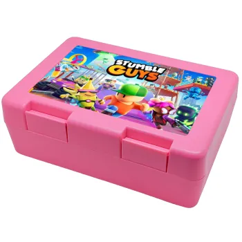 Stumble Guys, Παιδικό δοχείο κολατσιού ΡΟΖ 185x128x65mm (BPA free πλαστικό)