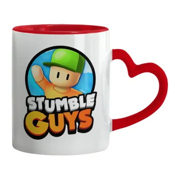 Stumble Guys, Κούπα καρδιά χερούλι κόκκινη, κεραμική, 330ml