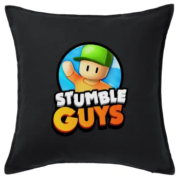 Stumble Guys, Μαξιλάρι καναπέ Μαύρο 100% βαμβάκι, περιέχεται το γέμισμα (50x50cm)