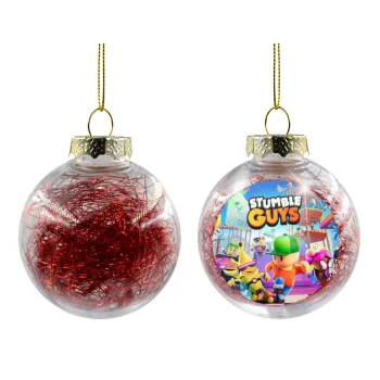 Stumble Guys, Transparent Christmas tree ball ornament with red filling 8cm
