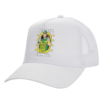 John Cena, Structured Trucker Adult Hat, with Mesh, WHITE (100% COTTON, ADULT, UNISEX, ONE SIZE)