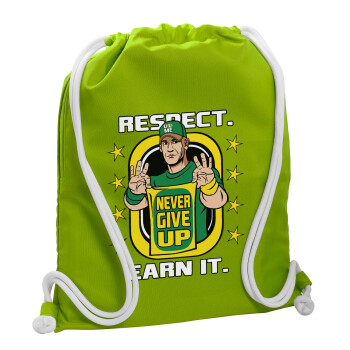 John Cena, Τσάντα πλάτης πουγκί GYMBAG LIME GREEN, με τσέπη (40x48cm) & χονδρά κορδόνια