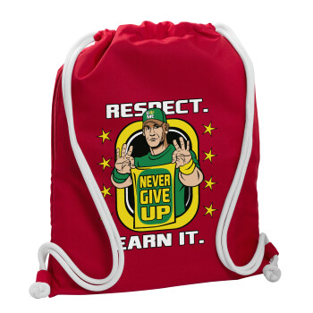 John Cena, Τσάντα πλάτης πουγκί GYMBAG Κόκκινη, με τσέπη (40x48cm) & χονδρά κορδόνια