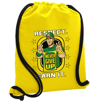John Cena, Τσάντα πλάτης πουγκί GYMBAG Κίτρινη, με τσέπη (40x48cm) & χονδρά κορδόνια