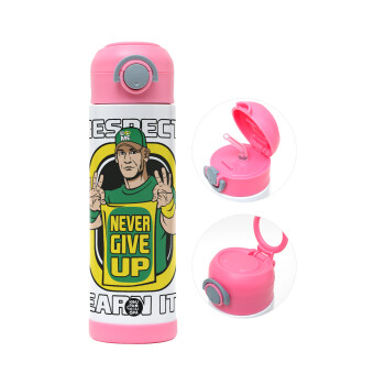 John Cena, Παιδικό παγούρι θερμό, ανοξείδωτο, με καλαμάκι ασφαλείας, ΡΟΖ (500ml)