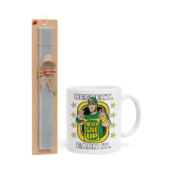 John Cena, Easter Set, Ceramic Cup (330ml) & Easter aromatic flat candle (30cm) (GRAY)