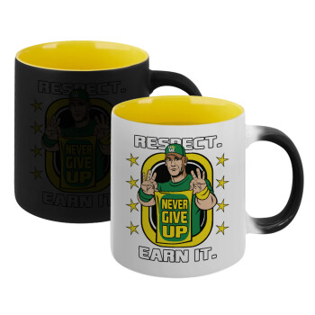 John Cena, Κούπα Μαγική εσωτερικό κίτρινη, κεραμική 330ml που αλλάζει χρώμα με το ζεστό ρόφημα