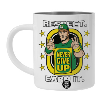 John Cena, Λευκή Ανοξείδωτη Μεταλλική Κούπα 450ml - Διπλού Τοιχώματος 