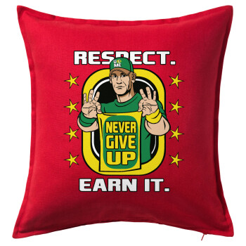 John Cena, Μαξιλάρι καναπέ Κόκκινο 100% βαμβάκι, περιέχεται το γέμισμα (50x50cm)