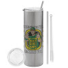 Tumbler stainless steel Silver 600ml, with metal straw & cleaning brush