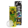 Neon Yellow Travel Tumbler, with metal straw (Stainless steel 304 Food grade, BPA free, 600ml)