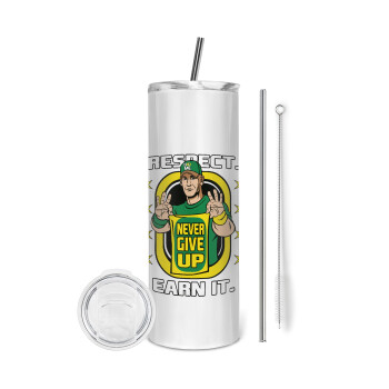 John Cena, Eco friendly stainless steel tumbler 600ml, with metal straw & cleaning brush