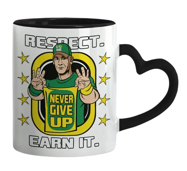 John Cena — Mug heart black handle, ceramic, 330ml