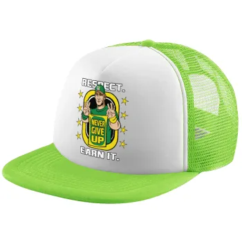 John Cena, Child's Soft Trucker Hat with Green/White Mesh (POLYESTER, CHILDREN'S, ONE SIZE)
