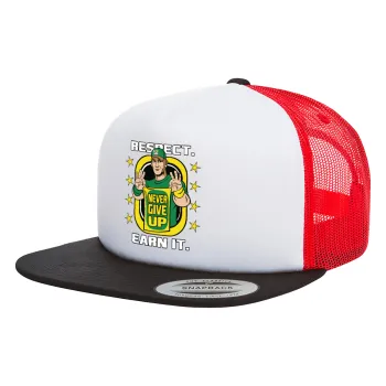 John Cena, Καπέλο Ενηλίκων Foam Flat Snapback με Δίχτυ Μαύρο-Λευκό-Κόκκινο (POLYESTER, ΕΝΗΛΙΚΩΝ, UNISEX, ONE SIZE)