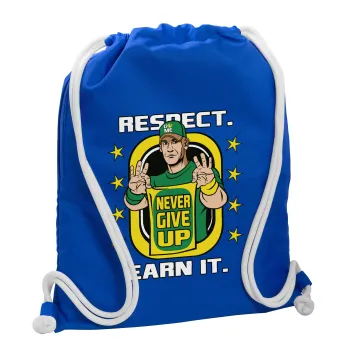 John Cena, Backpack pouch GYMBAG Blue, with pocket (40x48cm) & thick cords