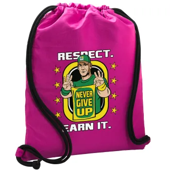 John Cena, Backpack pouch GYMBAG Fuchsia, with pocket (40x48cm) & thick cords
