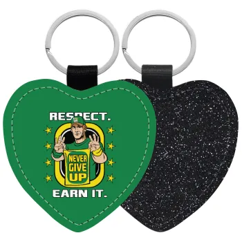 John Cena, Μπρελόκ PU δερμάτινο glitter καρδιά ΜΑΥΡΟ