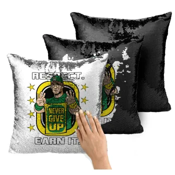 John Cena, Μαξιλάρι καναπέ Μαγικό Μαύρο με πούλιες 40x40cm περιέχεται το γέμισμα