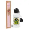 Easter Set, metallic aluminum bottle (500ml) & aromatic flat Easter candle (30cm) (PINK)