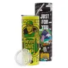 Neon Yellow Travel Tumbler θερμό, μεταλλικό καλαμάκι(Ανωξείδωτο 304 Food grade, BPA free, 600ml)