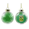 Transparent Christmas tree ball ornament with green filling 8cm