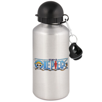 Onepiece logo, Metallic water jug, Silver, aluminum 500ml