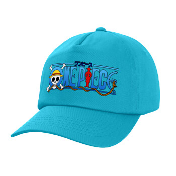 Onepiece logo, Καπέλο παιδικό Baseball, 100% Βαμβακερό Twill, Γαλάζιο (ΒΑΜΒΑΚΕΡΟ, ΠΑΙΔΙΚΟ, UNISEX, ONE SIZE)