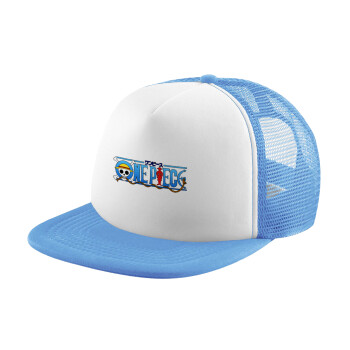 Onepiece logo, Καπέλο παιδικό Soft Trucker με Δίχτυ Γαλάζιο/Λευκό