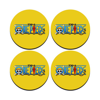 Onepiece logo, SET of 4 round wooden coasters (9cm)