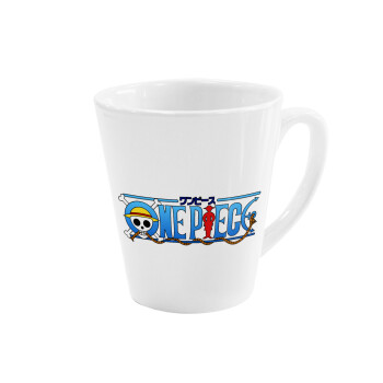 Onepiece logo, Κούπα κωνική Latte Λευκή, κεραμική, 300ml