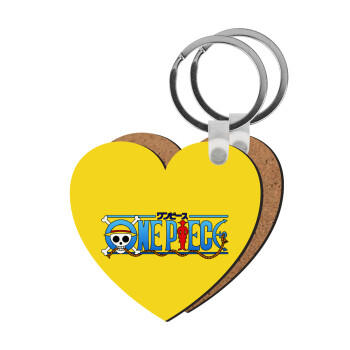 Onepiece logo, Μπρελόκ Ξύλινο καρδιά MDF