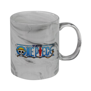 Onepiece logo, Κούπα κεραμική, marble style (μάρμαρο), 330ml