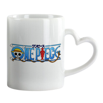 Onepiece logo, Mug heart handle, ceramic, 330ml