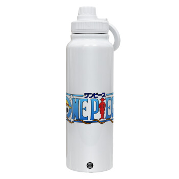 Onepiece logo, 1L Stainless Steel Thermal Bottle with Phone Holder & Double Wall Insulation