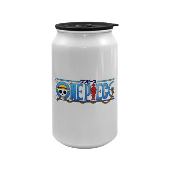 Onepiece logo, Κούπα ταξιδιού μεταλλική με καπάκι (tin-can) 500ml