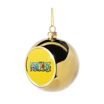 Onepiece logo, Χριστουγεννιάτικη μπάλα δένδρου Χρυσή 8cm