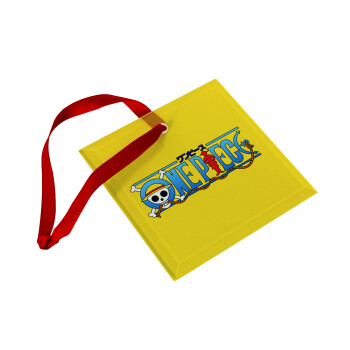 Onepiece logo, Στολίδι Χριστουγεννιάτικο στολίδι γυάλινο τετράγωνο 9x9cm